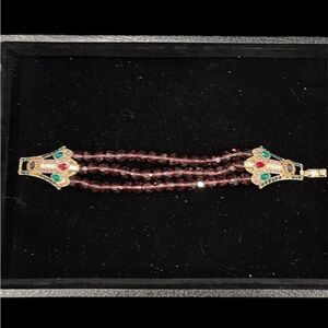 Heidi Daus Elegant Gold and Purple Beaded Bracelet